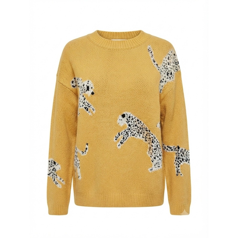 Maeve Mustard Yellow Tiger Sweater Size Small